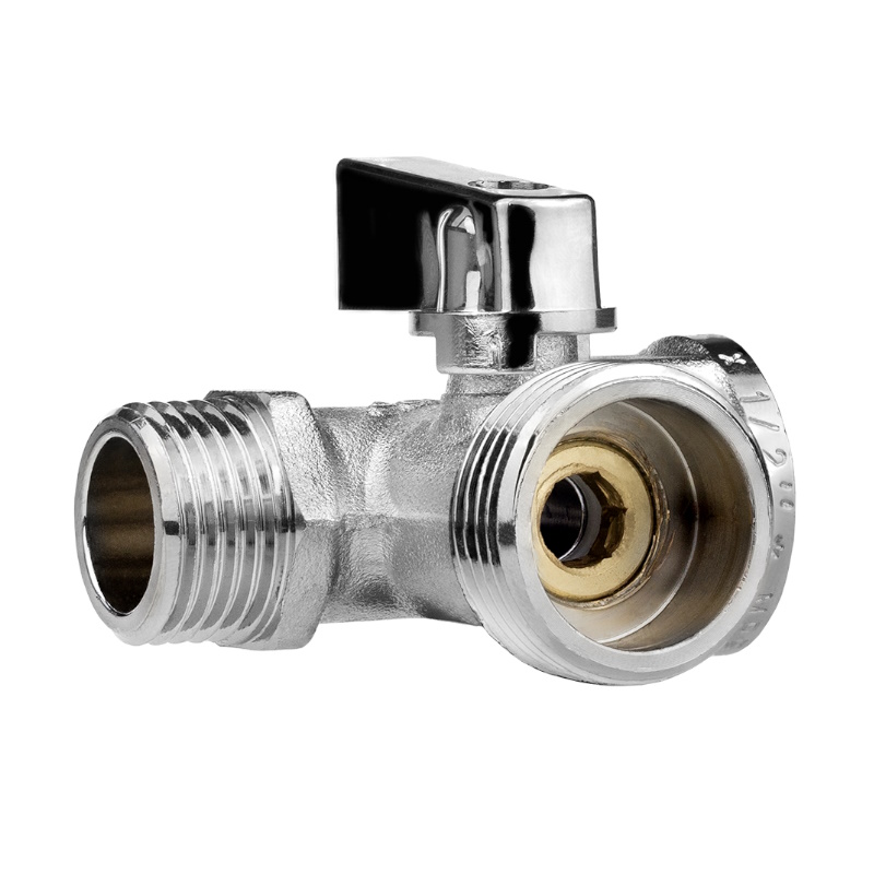 Кран шаровый трёхпроходной MPF, для подключения приборов 1/2" х 3/4" х 1/2" в/н/н, никель, латунь, ГОСТ в Череповце
