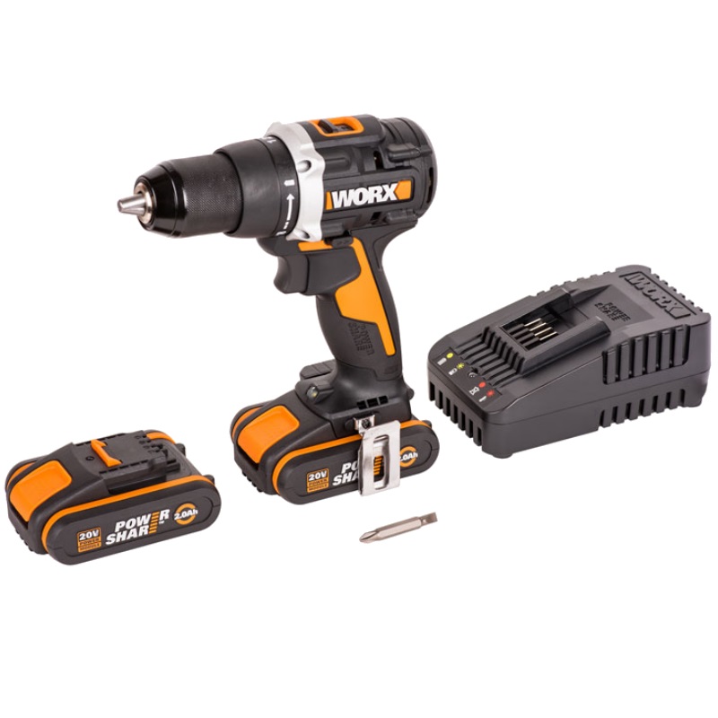Дрель-шуруповерт WORX WX102 аккумуляторная , 20В, 60Нм, бесщеточная, 2Ач х2, ЗУ, кейс в Кинешме