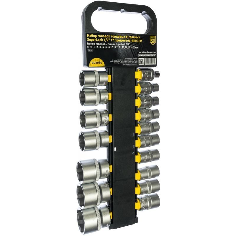 Набор головок торцевых Berger BG2036 1/2" SuperLock, 17 предметов в Туле