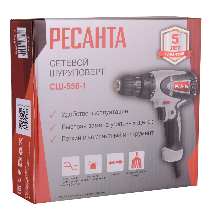 Сетевая дрель-шуруповерт Ресанта СШ-550-1 75162