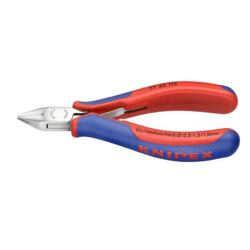 Бокорезы для электроники Knipex KN-7742115, острая головка, 115 мм, 2-компонентные ручки