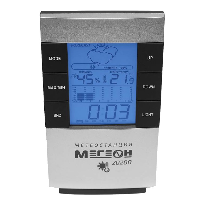 Настольная метеостанция Мегеон 20200 00000003388 (измеряемые параметры воздуха: влажность, температура) в Вологде