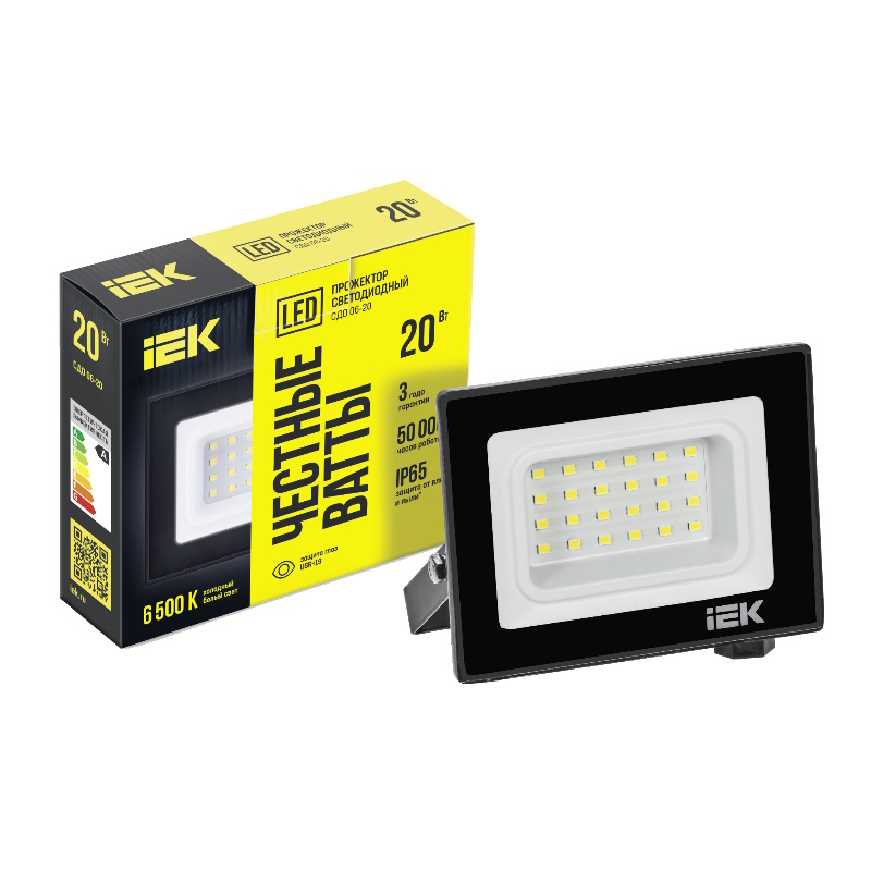 Прожектор IEK СДО 06-20 LPDO601-20-65-K02 светодиодный черный IP65 6500K 448₽
