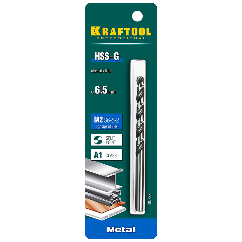 Сверло по металлу Kraftool HSS-G 6.5 х101мм, 29651-6.5, сталь М2(S6-5-2)  в Муроме
