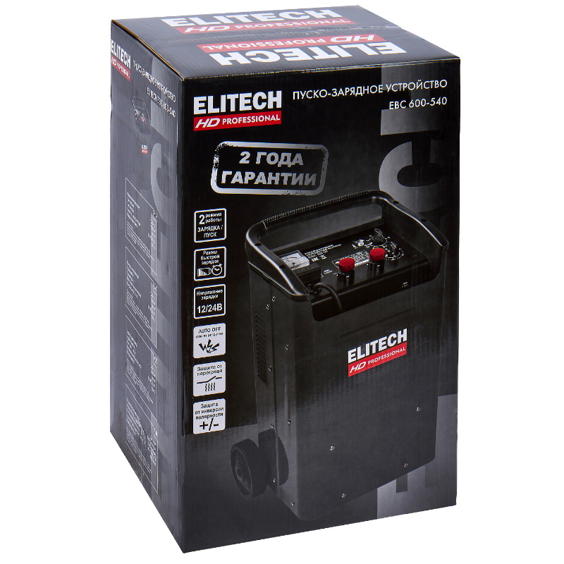 Устройство пуско-зарядное Elitech HD EBC 600/540 206815, 12/24 В, 2.0/12.0 кВт, заряд 15/60 А в Кинешме