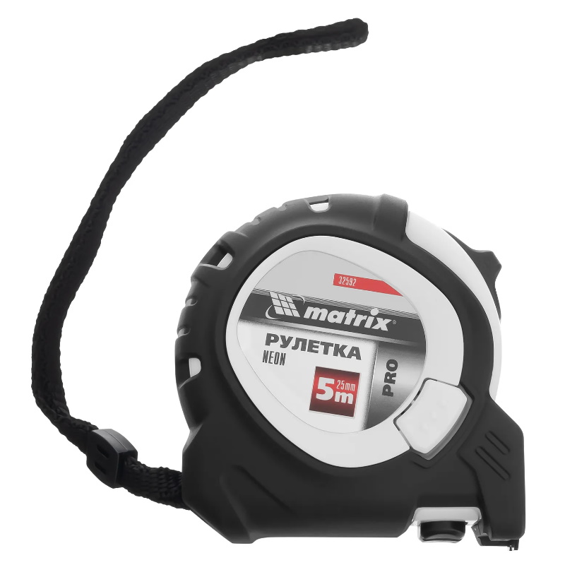 Рулетка Matrix Neon PRO 32592, 5 м x 25 мм, обрезиненный корпус, 3 фиксации в Туле
