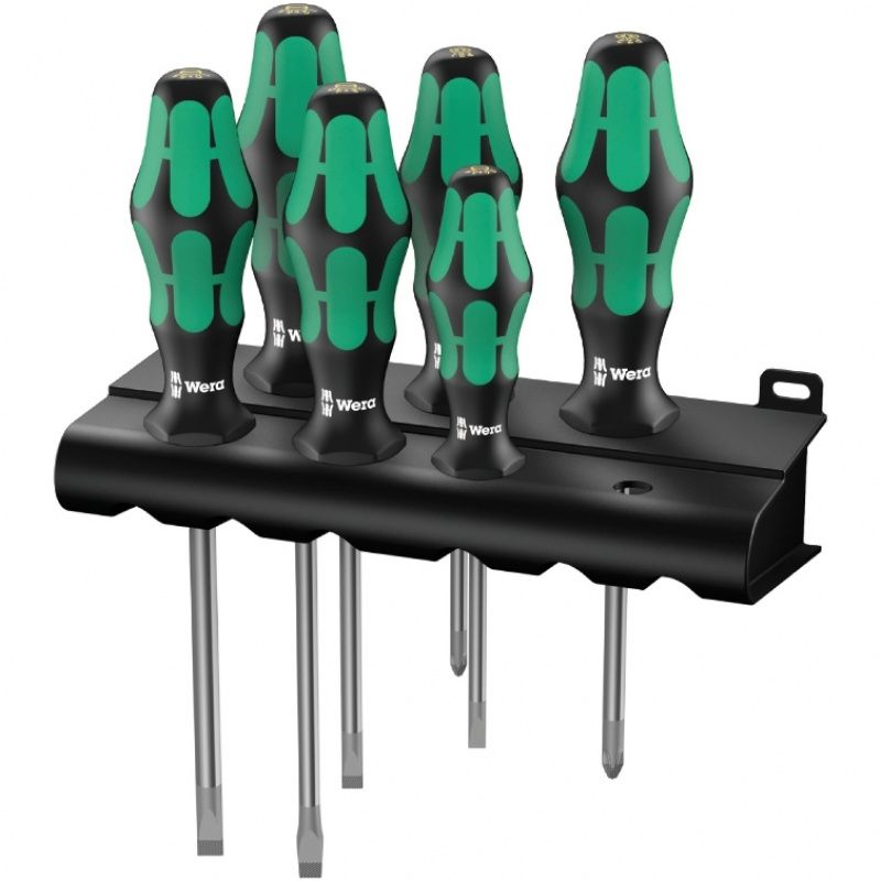 Набор отверток Wera Kraftform Plus Lasertip 334/355/6 Rack, 6 предметов, + подставка, WE-105656 в Твери
