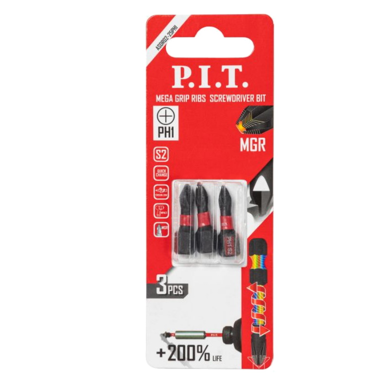 Бита ударная P.I.T. ASDR02-25PH1, PH1x25 мм, 3 шт в уп. в Рыбинске