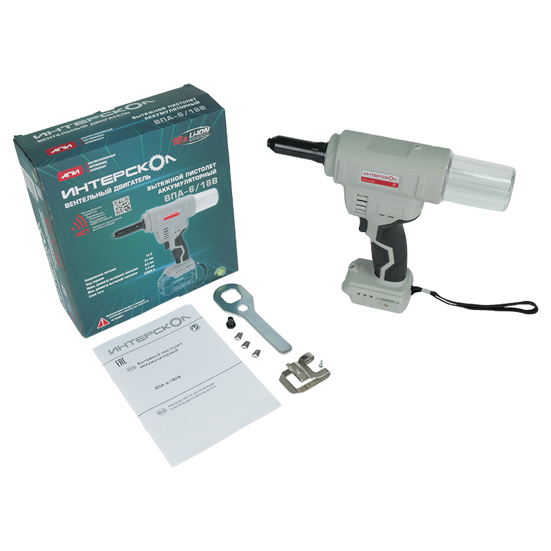 Бесщеточный аккумуляторный вытяжной пистолет Интерскол ВПА-6/18В (без АКБ и ЗУ) 646.1.0.70
