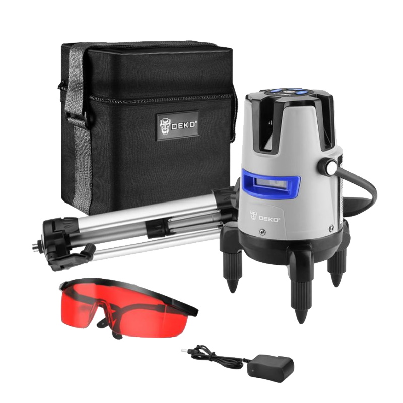 Уровень лазерный самовыравнивающийся Deko LL57 PRO SET 2 065-0104, со штативом, 1 м, 5 линий, красный луч в Коврове