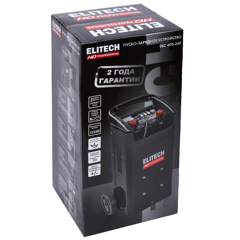 Устройство пуско-зарядное Elitech HD EBC 400/240 206813, 12/24 В, 1.6/8.0 кВт, заряд 18/40 А в Туле