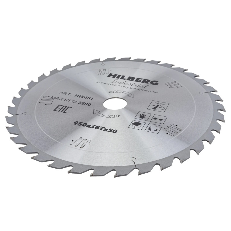 Диск пильный Hilberg Industrial HW451, дерево, 450*50*36Т в Рыбинске