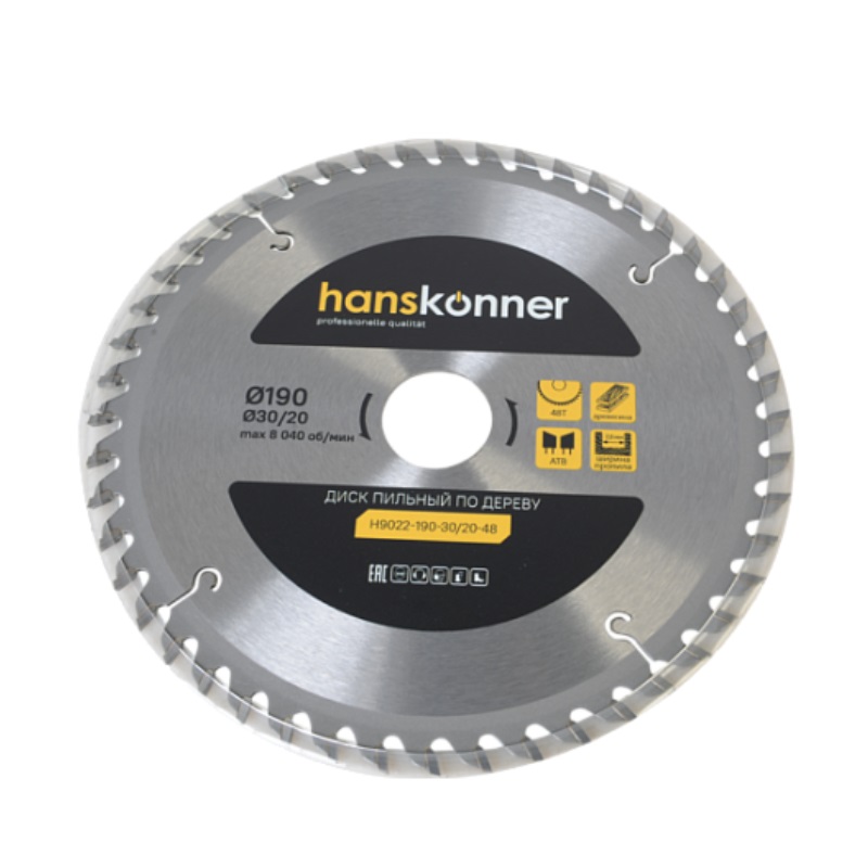 Пильный диск по дереву Hanskonner H9022-190-30/20-48 (190x30мм, 48 зубьев) в Коврове