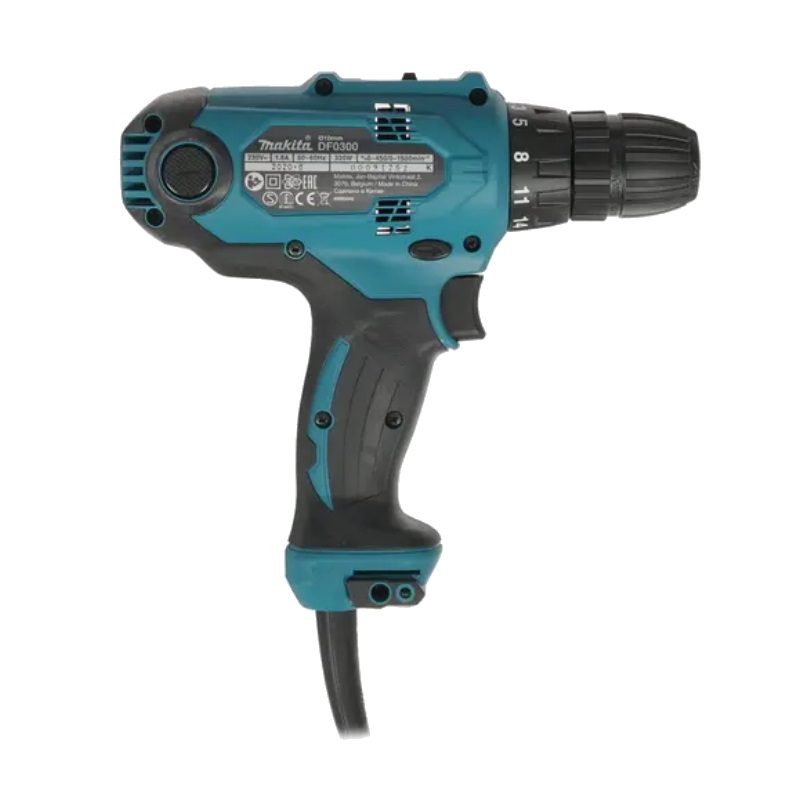 Сетевая дрель-шуруповерт Makita DF0300X3 + набор бит D-65028 10 шт.