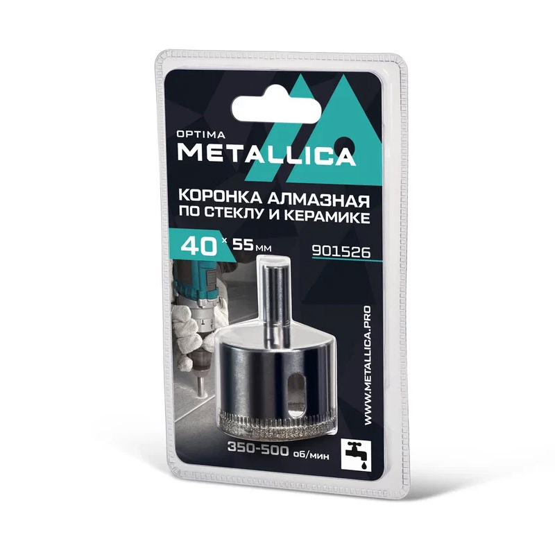 Коронка алмазная Metallica Optima 901526 (40x55 мм, #80, по стеклу, плитке, 1 шт, в блистере) в Твери