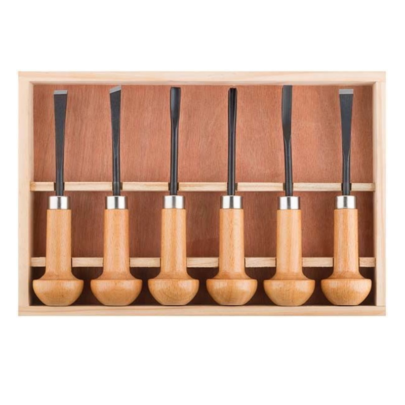 Стамески-резцы Fit Профи 43400 CrV по дереву деревянные ручки 6 шт кейс 3797₽