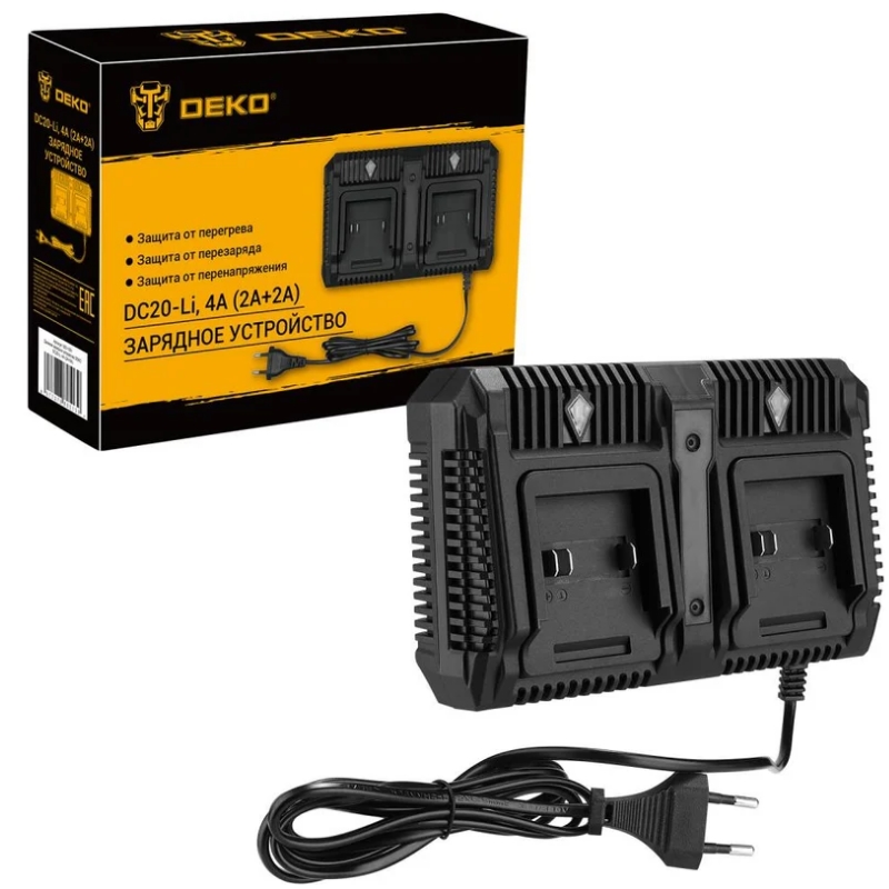 Двойное зарядное устройство 4А (2А+2А) Deko DC20-Li 083-1051 в Рыбинске