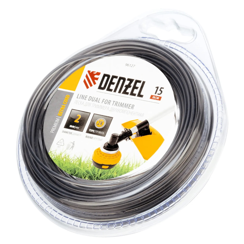 Леска для триммера двухкомпонентная круглая Denzel EXTRA CORD 96127, 2,0ммx15 м в Муроме