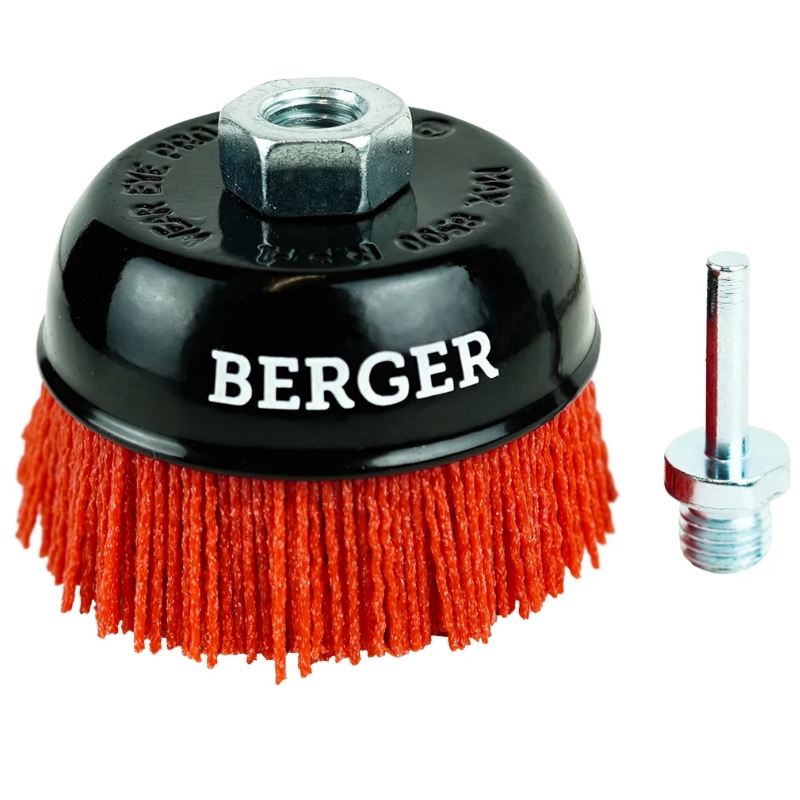 Кордщётка чашеобразная Berger BG1747 абразивный нейлон 12 мм P80 д 100 мм гайка М14 6 мм 1369₽