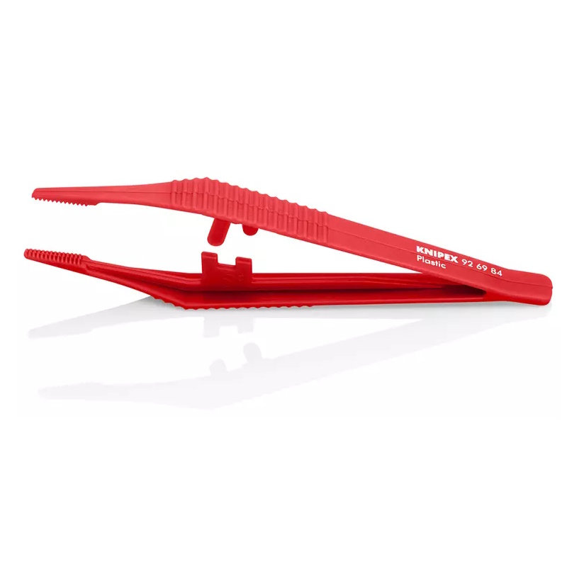 Пинцет пластиковый Knipex KN-926984, термостойкий до 130°С, рифлёные зазубренные трапециевидные губки, 130 мм