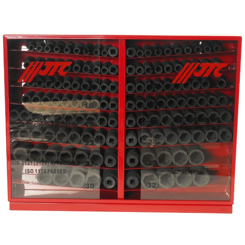 Набор головок торцевых JTC JTC-J4137L, ударных, глубоких, 6-гранных, 1/2", 10-32мм (в металлическом шкафу) 137 предметов в Твери
