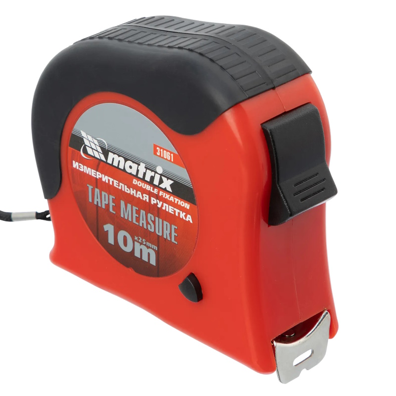 Рулетка MTX Double fixation 310619, 10 м х 25 мм, обрезиненный  корпус, двойная плавная фиксация в Вологде