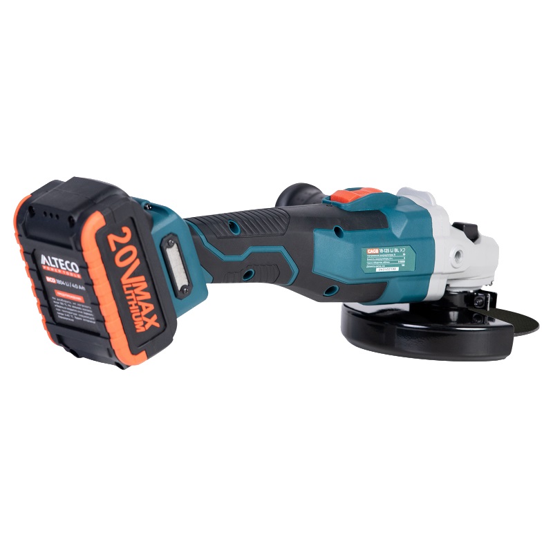 Аккумуляторная угловая шлифмашина Alteco CAGB 18-125 Li BL X2 49832 (диаметр диска 125 мм, лампа)