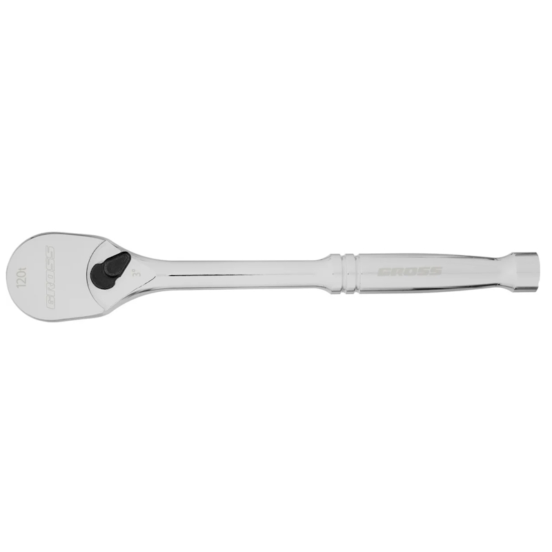 Ключ-трещотка Gross 14052, 1/2", CrV, 120 зубьев, цельнометаллический, хром в Иваново