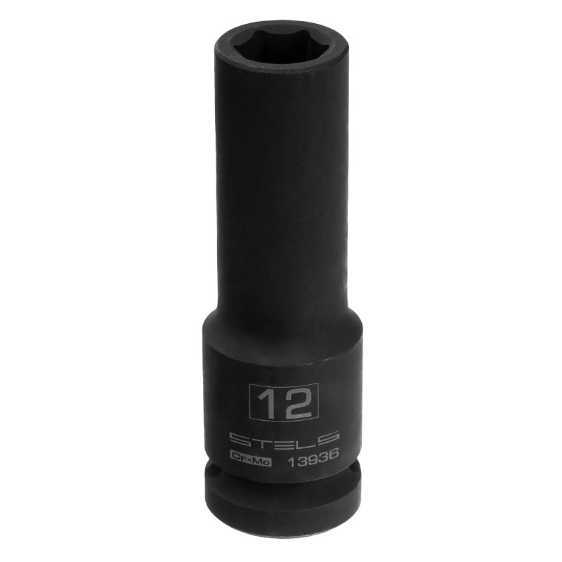 Головка ударная удлиненная шестигранная Stels 13936, 12 мм, 1/2", CrMo в Твери