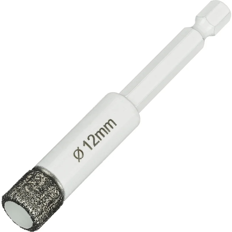 Коронка алмазная по керамике и керамограниту Diamond Industrial DIDKVP12S10, 12 мм 1/4" HEX вакуумная пайка в Иваново