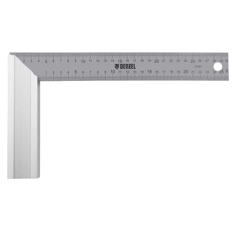 Угольник стальной Denzel 32397 нержавеющая сталь градуировка алюминиевое основание 300 мм 1152₽