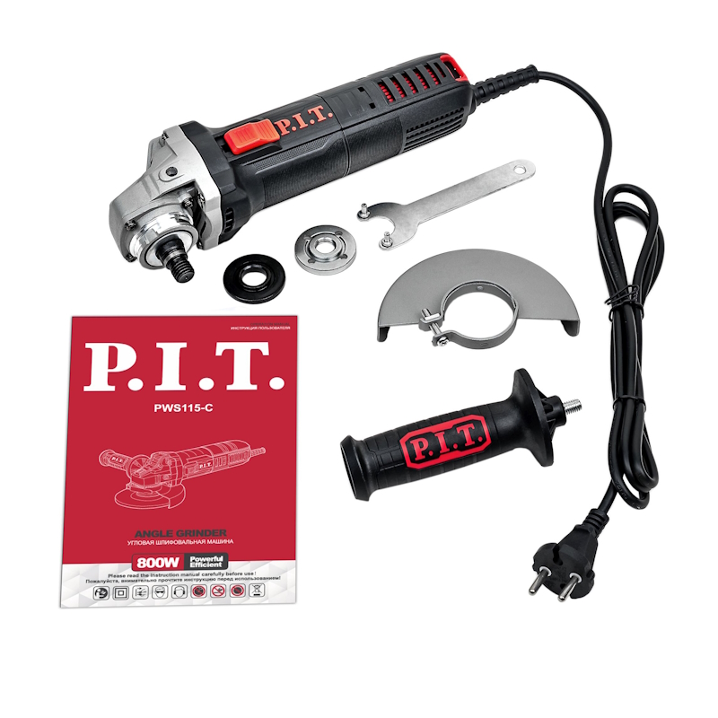 Шлифмашина угловая электрическая PIT PWS115-C 800Вт 115х222мм 11000обмин съемная вент решетка