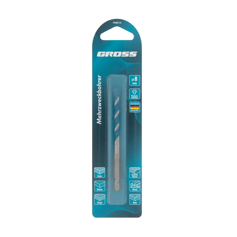 Сверло универсальное Gross Multipurpose 706013 PRO, 6-гр. хвостовик, 8мм в Иваново
