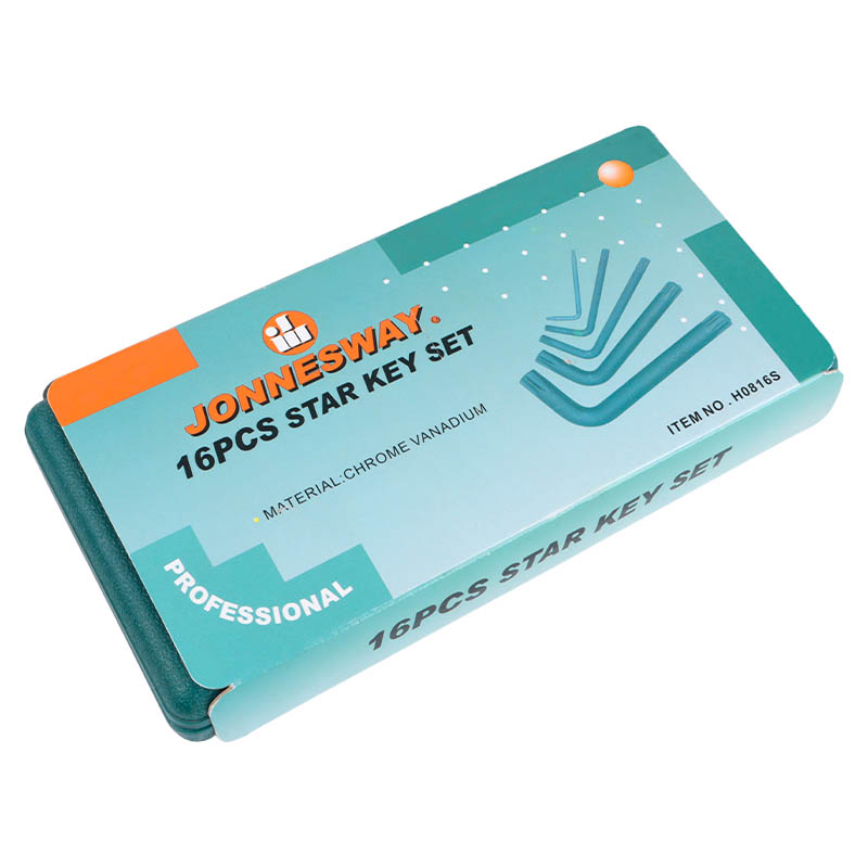 Комплект ключей Jonnesway T6-T70 H0816S (16 предметов, г-образные, сталь S2, вес 1.1 кг) в Муроме