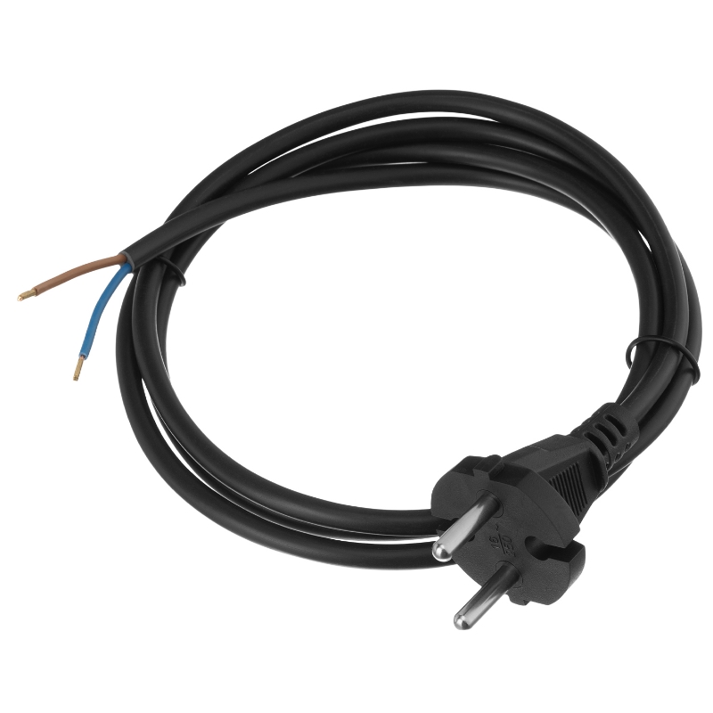 Шнур сетевой Denzel Energy Series 37661, ПВС, 1,5 м, 2х1 мм, с неразборной вилкой, черный в Твери
