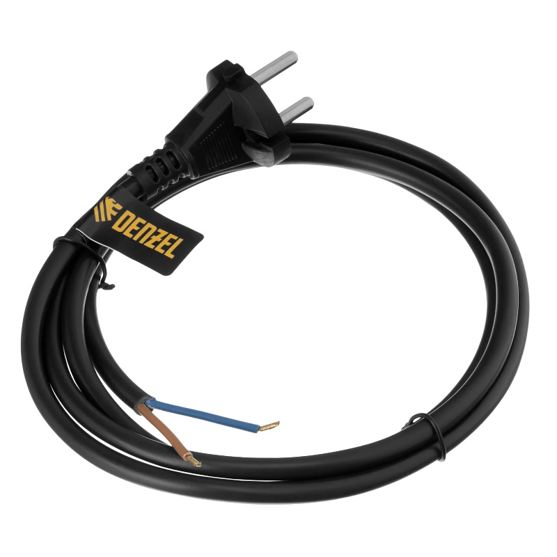 Шнур сетевой Denzel Energy Series 37669, ПВС, 1,5 м, 2х1,5 мм, с неразборной вилкой, черный в Твери