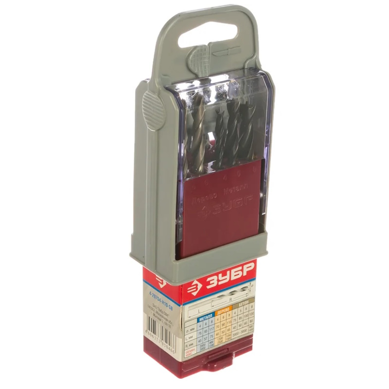 Набор сверл комбинированный: по бетону, металлу, дереву Зубр  4-29704-H10-SB (10шт в супер боксе)