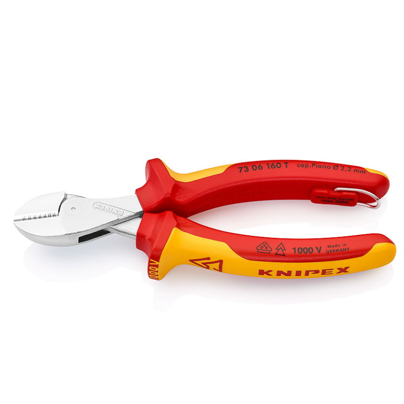 Бокорезы Knipex X-Cut KN-7306160TBK, VDE, 160 мм, хром, двухкомпонентные диэлектрические ручки, коробчатый шарнир, проушина для страховки в Кинешме
