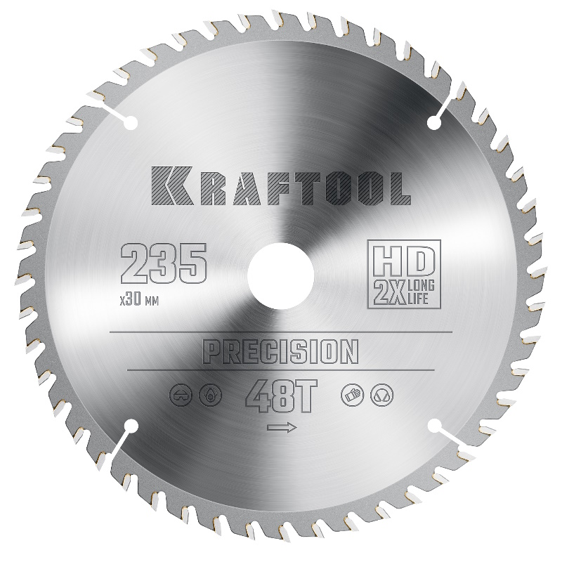 Пильный диск по дереву Kraftool Precision 36952-235-30, 235 х 30 мм, 48Т  в Вологде