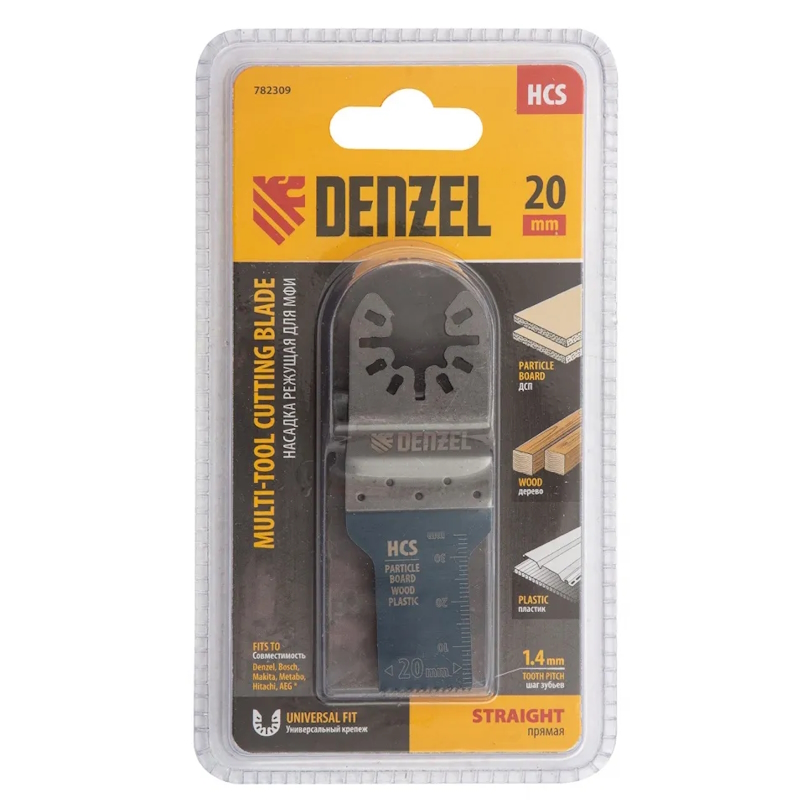 Насадка для МФИ Denzel 782309, режущая пазовая прямая, HCS, по дереву, 20 х 1,4 мм, мелкий зуб в Твери