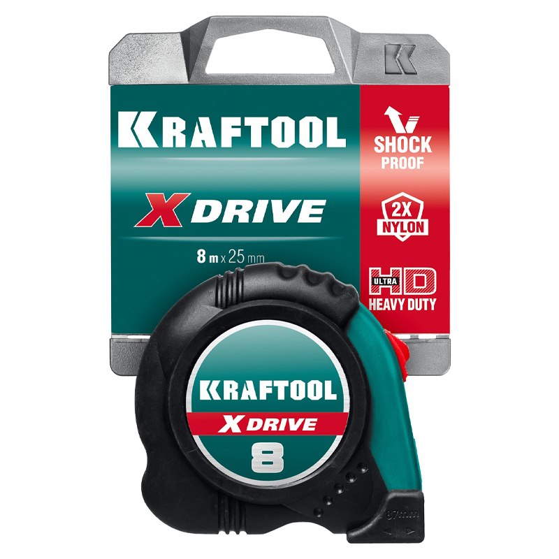 Рулетка Kraftool X-Drive 34122-08_z02 с ударостойким обрезиненным корпусом (8мх25мм) в Туле