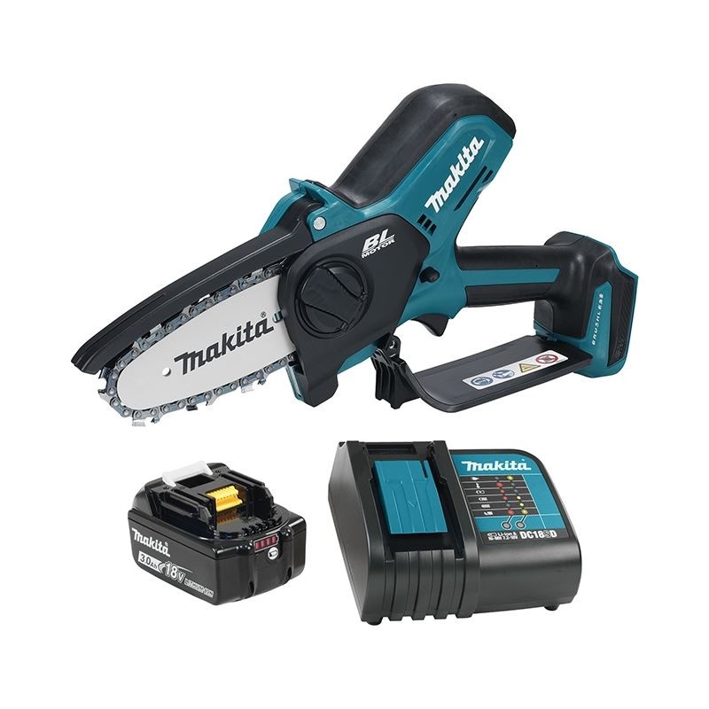Пила цепная аккумуляторная Makita DUC101SF, бесщеточный двигатель, 18В, 4"/10см, 0,325", 1,1мм,  (в комплекте с АКБ и ЗУ BL1830B, DC18SD) в Туле