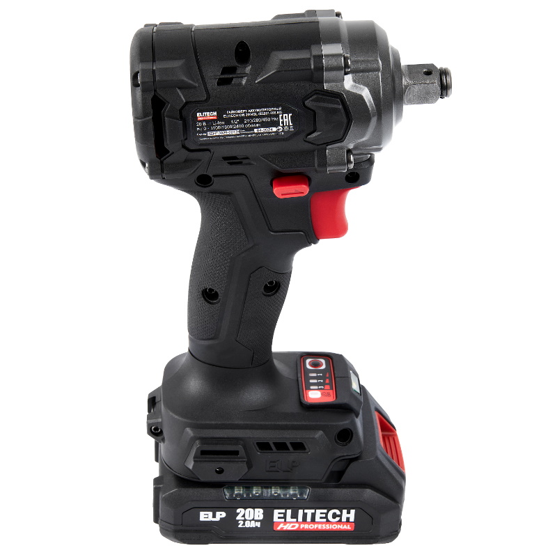 Гайковерт аккумуляторный Elitech HD CW 2004SL (E2201.056.01) 205737, ударный, бесщеточный, 20В, 2х2.0Ач, ELP, 0-2400 уд/мин в Вологде