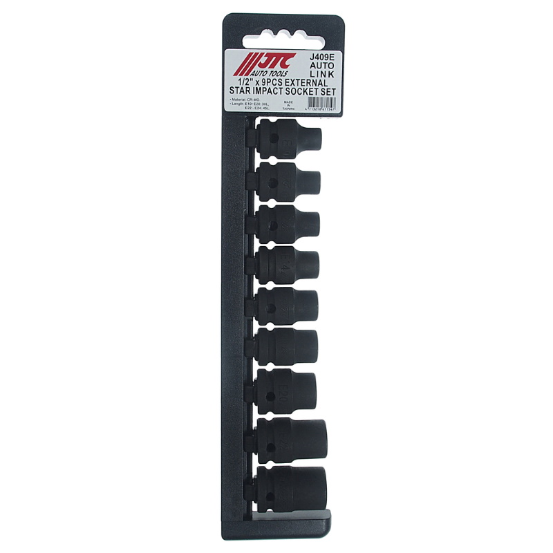 Набор головок торцевых JTC JTC- J409Е, ударные, TORX, 1/2", E10-E24, 9 предметов