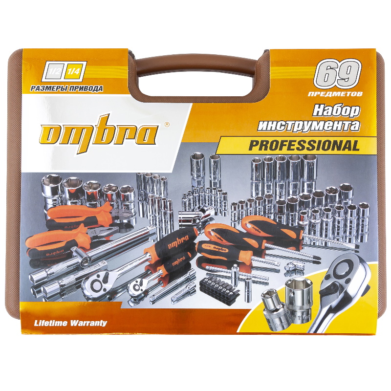 Набор инструментов универсальный Ombra OMT69S, 1/4", 1/2"DR, 69 предметов в Твери