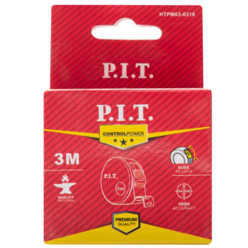 Рулетка с фиксатором P.I.T. CONTROL HTPM03-0316, 3мx16ммх0.03мм, 2 класс, мм/дюймы, ABS в Череповце
