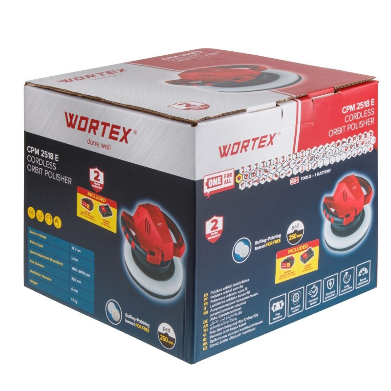 Аккумуляторная полировальная машина Wortex CPM 2518 E ALL1 1334508, в коробке, с АКБ и З/У в Муроме
