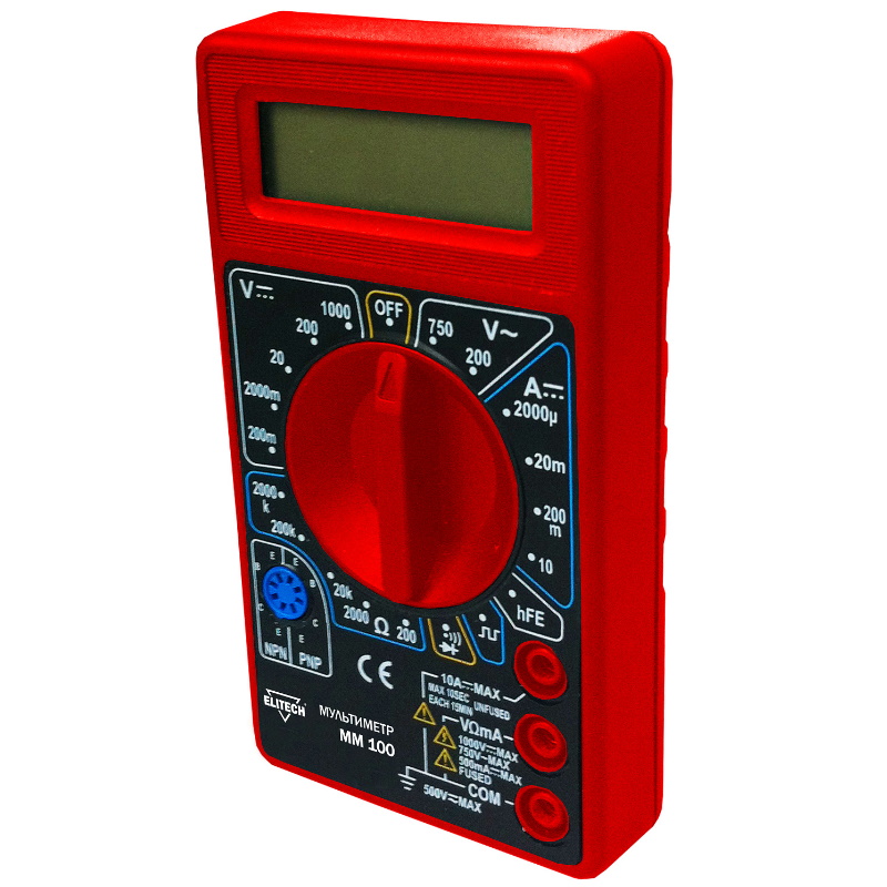 Мультиметр Elitech ММ 150Н 204881 постоянное 1000Впеременное 750В перем10А 2МОм Жк-дисплей 392₽