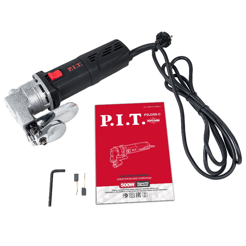 Ножницы по металлу P.I.T. PDJ250-C, электрические 500Вт, 2600ход/мин, толщина реза стали 1,6-2,5мм