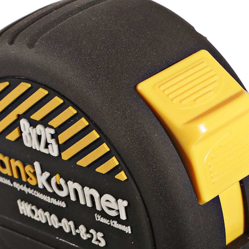 Рулетка Hanskonner HK2010-01-8-25, 8x25мм, 2 стопа, корпус SoftTouch, супермощный магнит